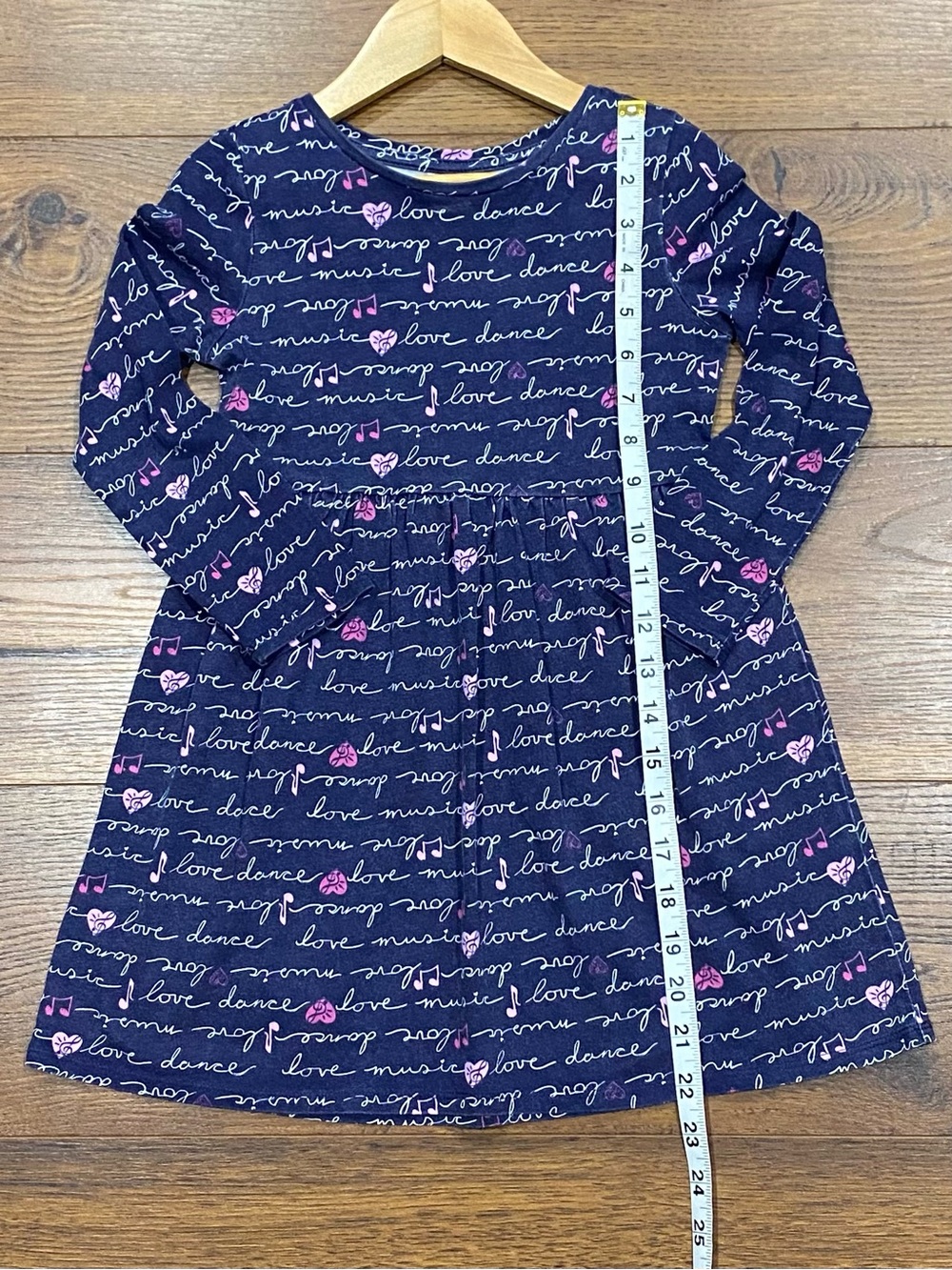 Gymboree Girl’s Navy and Pink Long Sleeve Love Music Dress Size Small (5-6) - Picture 6 of 7
